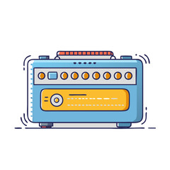 Retro Red Guitar Amplifier with Sound Waves Illustration