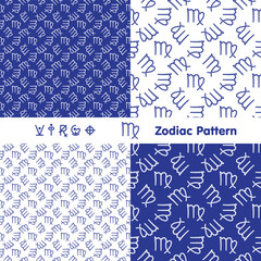 Virgo zodiac sign seamless pattern. Zodiac icons background. Abstract flat style. Vector illustration.