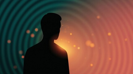 Silhouette of a Person Against an Abstract Colorful Background