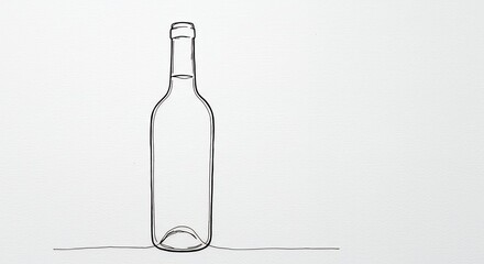 Simple line drawing wine bottle illustration minimalist design graphic