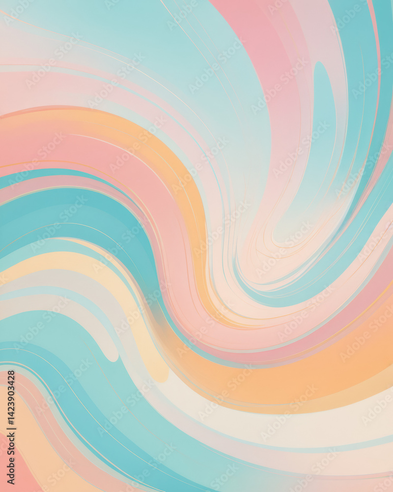 Poster abstract swirl pattern in soft pastel colors creates a serene and dreamy background ideal for creati