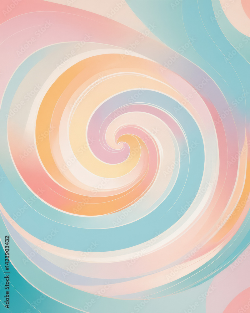 Poster a vibrant abstract swirl design featuring soft pastel colors creating a harmonious blend of shades a