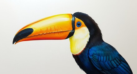 Naklejka premium Vibrant toucan bird drawing detailed wildlife illustration colorful animal artwork
