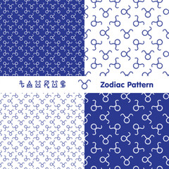 Taurus zodiac sign seamless pattern. Zodiac icons background. Abstract flat style. Vector illustration.