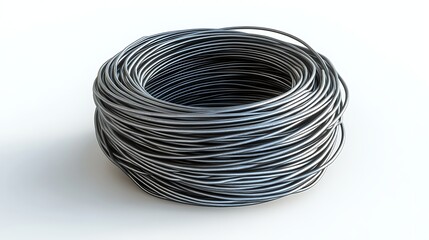 metallic iron wire in a roll isolated on white background perfect for home improvement, construction supplies, and crafting materials imagery
