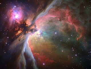 Colorful and expansive nebula full of stars and interstellar gas