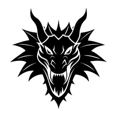 Bold Black Tribal Dragon Head Silhouette Vector Art..