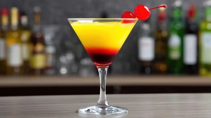 Tequila Sunrise Cocktail in Martini Glass - Vibrant Colors