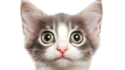 Fototapeta premium Cute Kitten Portrait With Big Green Eyes Isolated on Transparent Background