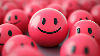 Cute funny pink emoticons. 3d illustration. World Emoji Day