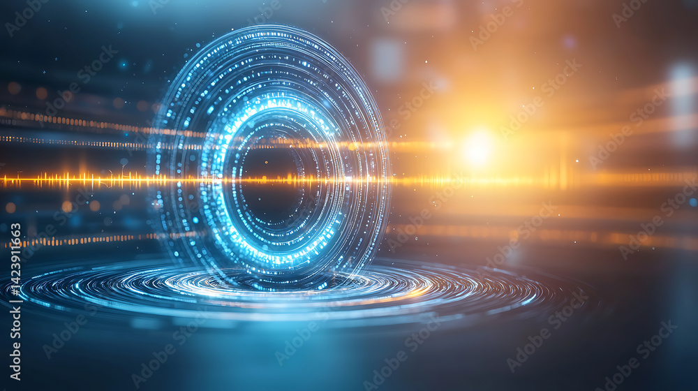 Poster dynamic energy pulse visualization futuristic environment digital art abstract concept high-tech per