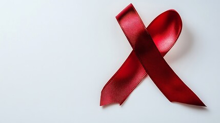 red ribbon looped and placed against a plain white background perfect for representing the vivid color and sleek texture of a red ribbon, ideal for crafts, gifts, and holiday decorations