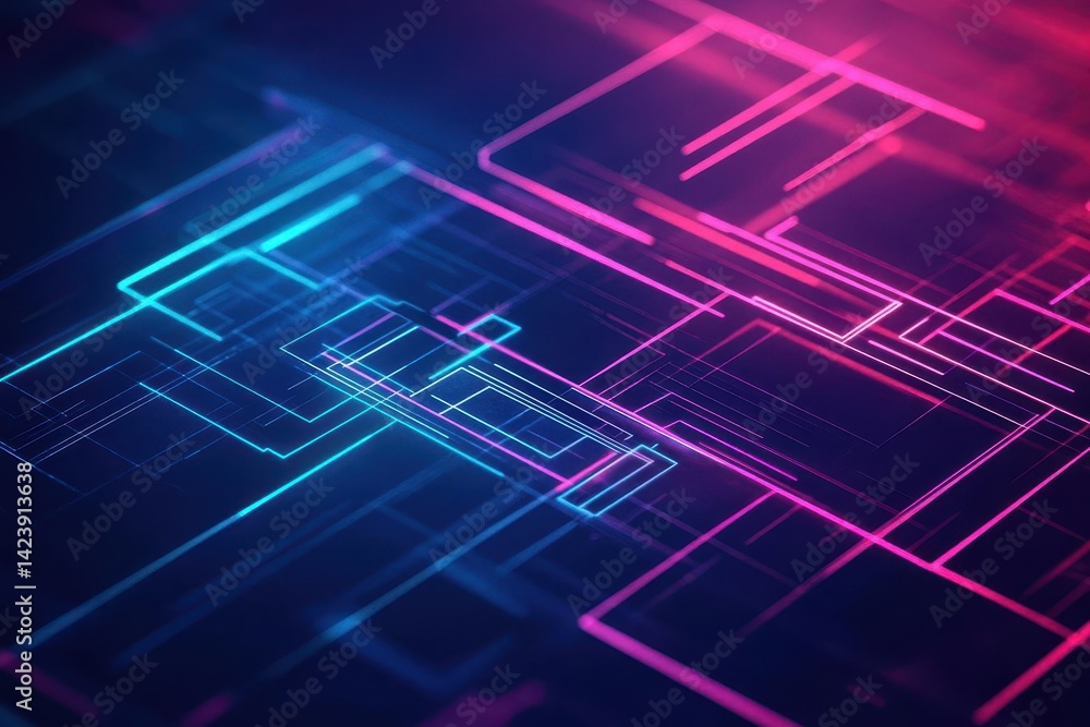 Poster futuristic abstract technology background featuring interconnected lines and patterns creating a dyn
