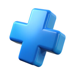 Obraz premium Blue Plus Sign Medical Icon – Healthcare Symbol Isolated on Transparent Background