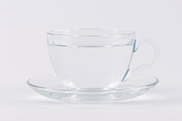 cup of water on white background