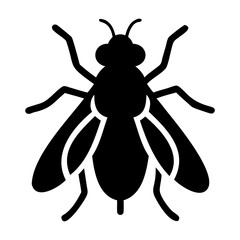 Black Fly Icon Vector outline or line art on Transparent Background