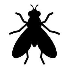 Black Fly Icon Vector outline or line art on Transparent Background