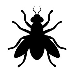 Black Fly Icon Vector outline or line art on Transparent Background