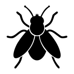 Black Fly Icon Vector outline or line art on Transparent Background
