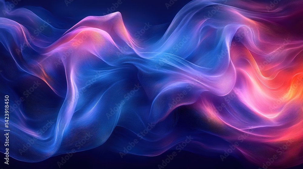 Poster abstract flowing shapes in vibrant colors. dynamic, smooth, and ethereal forms blend seamlessly, cre