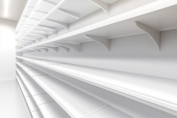 Obraz premium empty white shelves with subtle light play (minimal),