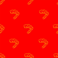 Fried Shrimp Seamless pattern Background. Seamless Tempura Shrimp Doodle Pattern background. Seafood Pattern Design. Crunchy Tempura Doodle Pattern.