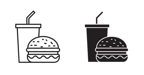 Hamburger and soft drink cup icon