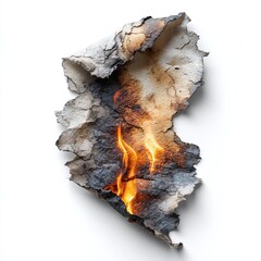 Obraz premium Abstract representation of burning paper with dynamic flames, showcasing texture and color contrast