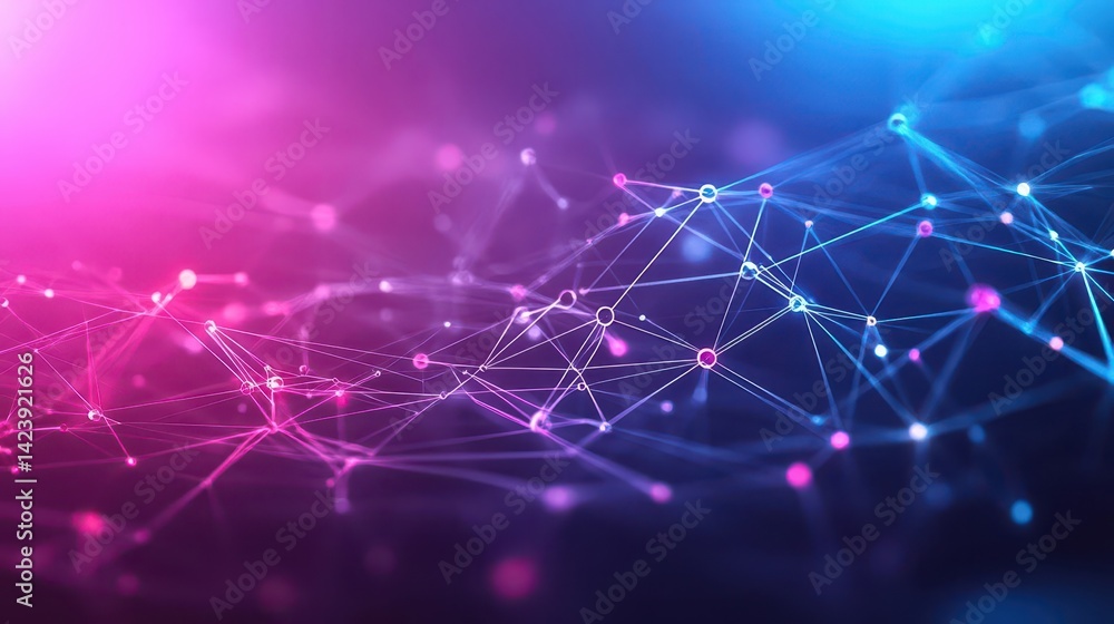 Aufkleber vibrant abstract composition featuring bright blue and pink background with intricate network of int