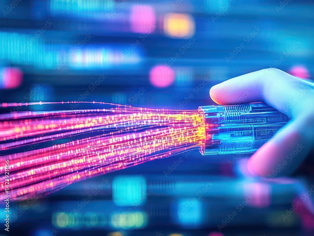 Poster close up of a hand grasping a microprocessor highlighting technology innovation and precision in ele