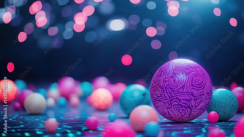 Poster Vibrant Easter Egg with Intricate Colorful Patterns and Textures Surrounded by Soft Pastel Decor Creating a Joyful and Festive Atmosphere for Spring Celebrations