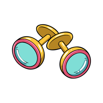 gold cufflinks with pink and blue details clip art preview
