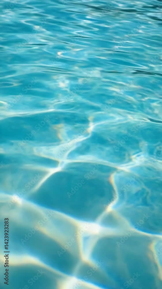 Poster shimmering turquoise blue water surface with refracted light creating a textured, refreshing, and vi