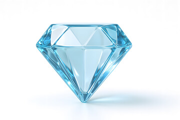 Precious blue diamond gemstone isolated on white. 3D render of luxury jewel, sparkling crystal symbolizing wealth, value, perfection. Faceted graphic icon.