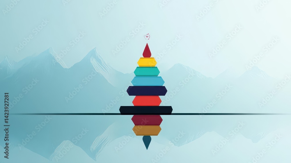 Poster majestic pyramid structure towering over calm water with perfect reflection creating a sense of tran