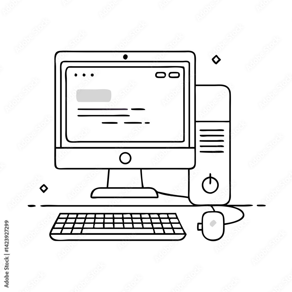 Fototapete desktop computer icon, desktop computer vector illustration-simple illustration of desktop computer,