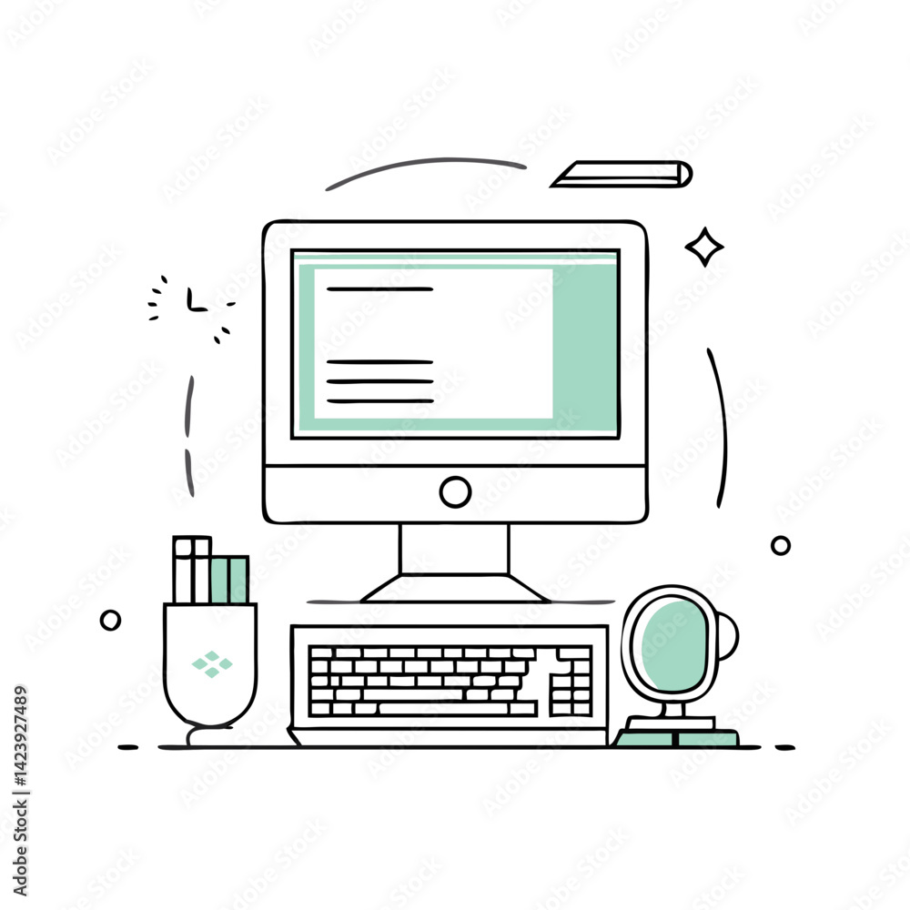 Fototapete desktop computer icon, desktop computer vector illustration-simple illustration of desktop computer, perfect for desktop computer logos and icons
