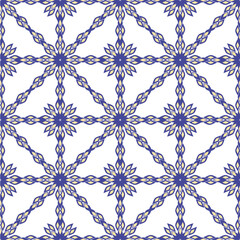 Blue and brown geometric flower pattern for background, seamless pattern.