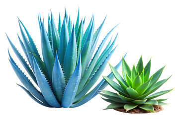 Fototapeta premium Agave Plants: Striking blue and green agave plants, vibrant and textured, stand tall, embodying the raw beauty and resilience of the natural world.