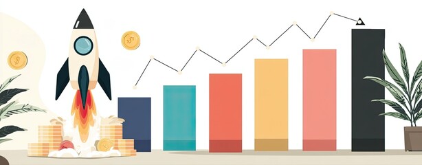Long Term Earning Plan Rocket launch symbolizing business growth strategy. sustainable income plan