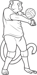 Monkey Volleyball player Volleyball Animal Vector Graphic Art Illustration