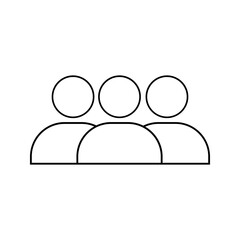 Three persons - social network users, vector, icon, sticker.