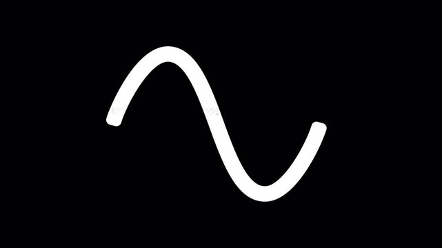 Icon wave sine is distorted. Glitch. Noise, chromatic aberration, geometric distortion. Transparent background, looped. In-Out looped. Alpha BW at the end