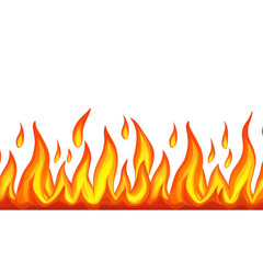 row of vibrant, stylized flames in shades of orange and yellow creates dynamic and energetic visual. illustration captures essence of fire with its flickering and lively appearance