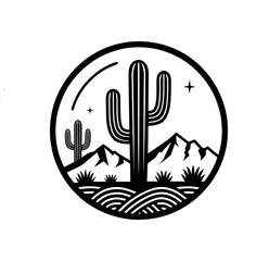 cactus silhouette logo vector line art logo design