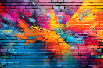 Abstract art painting graffiti on brick wall art paint background with texture design.