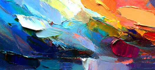 Naklejka premium Abstract background art painting colorful oil paint on canvas.