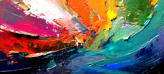 Abstract background art painting colorful oil paint on canvas.