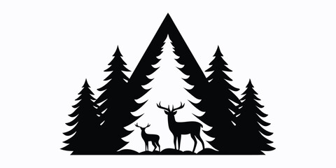 christmas tree with deer vector 