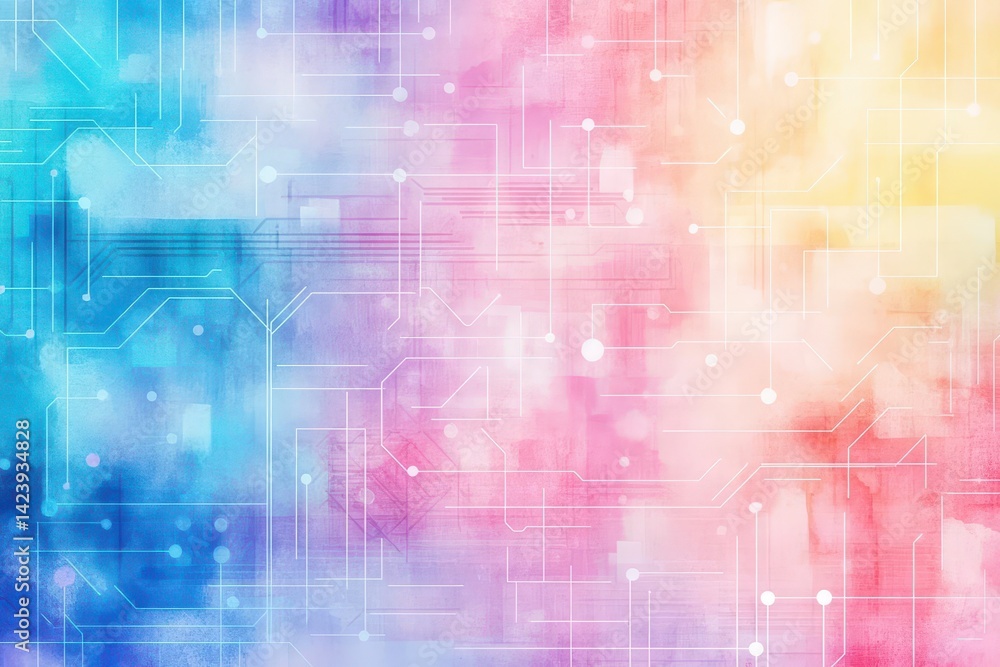 Poster vibrant abstract watercolor background featuring dynamic geometric shapes in harmonious blend of col